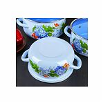 Набор эмалированных кастрюль Керченский металлургический завод Гортензия-Экстра, 2л, 3л, 4л, с крышками