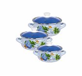 Набор эмалированных кастрюль Керченский металлургический завод Гортензия-Экстра, 2л, 3л, 4л, с крышками