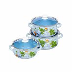 Набор эмалированных кастрюль Керченский металлургический завод Гортензия-Экстра, 2л, 3л, 4л, с крышками