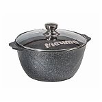 Кастрюля алюминиевая Мечта Гранит 43803И, антипригарное покрытие, крышка стекло, круглая, 3 л