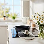 Кастрюля алюминиевая Мечта Гранит 43803И, антипригарное покрытие, крышка стекло, круглая, 3 л