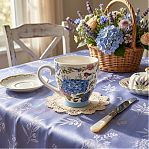 Кружка Daniks Гортензия, толстостенная керамика, гигиеничная глазурь, экологичная, 450 мл