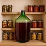 Бутыль винная Казак ТО 58, с крышкой, стеклянная, зеленая, 15 л