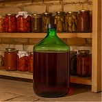 Бутыль винная Казак ТО 58, с крышкой, стеклянная, зеленая, 15 л