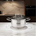 Кастрюля Daniks GS-01363-16CA Нолан, нержавеющая сталь, крышка стекло, индукция, 1.9 л