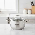 Кастрюля Daniks GS-01363-16CA Нолан, нержавеющая сталь, крышка стекло, индукция, 1.9 л