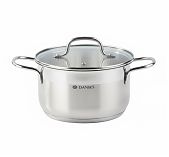 Кастрюля Daniks GS-01363-20CA Нолан, нержавеющая сталь, крышка стекло, индукция, 2.6 л