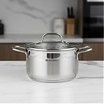 Кастрюля Daniks GS-01363-20CA Нолан, нержавеющая сталь, крышка стекло, индукция, 2.6 л