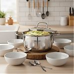 Кастрюля Daniks GS-01363-20CA Нолан, нержавеющая сталь, крышка стекло, индукция, 2.6 л