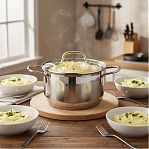 Кастрюля Daniks GS-01363-20CA Нолан, нержавеющая сталь, крышка стекло, индукция, 2.6 л