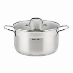 Кастрюля Daniks GS-01363-24CA Нолан, нержавеющая сталь, крышка стекло, индукция, 6.1 л