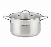 Кастрюля Daniks GS-01363-24CA Нолан, нержавеющая сталь, крышка стекло, индукция, 6.1 л