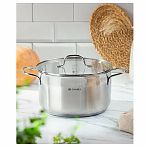 Кастрюля Daniks GS-01363-24CA Нолан, нержавеющая сталь, крышка стекло, индукция, 6.1 л