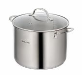 Кастрюля Daniks GS-01338-24HCA Профессионал, нержавеющая сталь, крышка стекло, индукция, 8 л