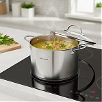 Кастрюля Daniks GS-01338-24HCA Профессионал, нержавеющая сталь, крышка стекло, индукция, 8 л