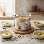 Кастрюля Daniks GS-01338-24HCA Профессионал, нержавеющая сталь, крышка стекло, индукция, 8 л