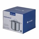 Кастрюля Daniks GS-01338-24HCA Профессионал, нержавеющая сталь, крышка стекло, индукция, 8 л