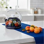 Чайник эмалированный Рубин Абрикос, со свистком, ручка консольная, синий, 2.5 л