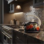 Чайник эмалированный Рубин Абрикос, со свистком, ручка консольная, синий, 2.5 л