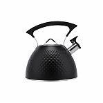 Чайник Regent Inox Linea TEA 78-002, объем 3 л, со свистком, нержавеющая сталь, цвет черный 