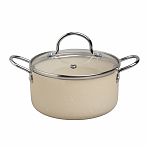 Кастрюля Agness 906-261, 1350 мл, антипригарное покрытие, стеклянная крышка, 80х160 мм, цвет бежевый