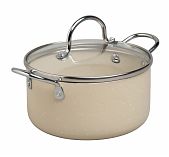 Кастрюля Agness 906-261, 1350 мл, антипригарное покрытие, стеклянная крышка, 80х160 мм, цвет бежевый