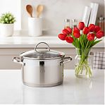 Кастрюля из нержавеющей стали Gold House Ringo GH-1829, стеклянная крышка, объем 2.9 л