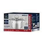 Кастрюля из нержавеющей стали Gold House Ringo GH-1829, стеклянная крышка, объем 2.9 л