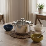 Кастрюля из нержавеющей стали Gold House Ringo GH-1829, стеклянная крышка, объем 3.9 л