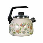 Чайник эмалированный СтальЭмаль Луговые цветы, со свистком, ручка консольная, индукция, 3 л