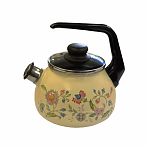 Чайник эмалированный СтальЭмаль Луговые цветы, со свистком, ручка консольная, индукция, 3 л
