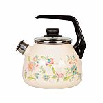 Чайник эмалированный СтальЭмаль Луговые цветы, со свистком, ручка консольная, индукция, 3 л