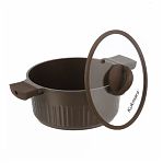 Кастрюля Kukmara Stella ксм32а, антипригарное покрытие, мокко, объем 3.2 л