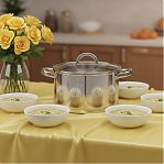 Кастрюля Катунь Этна КТ21-D-20, нержавеющая сталь стеклянная крышка, индукция, 3.5 л