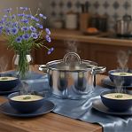 Кастрюля Катунь Этна КТ21-D-24, нержавеющая сталь стеклянная крышка, индукция, 5.7 л