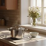 Кастрюля Катунь Этна КТ21-D-24, нержавеющая сталь стеклянная крышка, индукция, 5.7 л