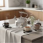 Чайник матовый Rashel R-7830, нержавеющая сталь, серебро, со свистком, индукция, 3 л