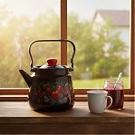 Чайник эмалированный СтальЭмаль Помидорки 1с26с, ручка консольная, индукция, 3.5 л