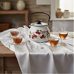 Чайник эмалированный Керчь 42104-132/6-У4, Черешенка, белый 3.5 л