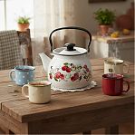 Чайник эмалированный Керчь 42104-132/6-У4, Черешенка, белый 3.5 л