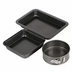 Набор форм для запекания Daniks 501561, сталь, антипригарное покрытие, в комплекте 3 формы, цвет серый