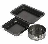 Набор форм для запекания Daniks 501561, сталь, антипригарное покрытие, в комплекте 3 формы, цвет серый