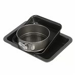 Набор форм для запекания Daniks 501561, сталь, антипригарное покрытие, в комплекте 3 формы, цвет серый