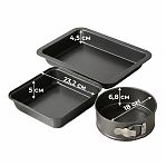 Набор форм для запекания Daniks 501561, сталь, антипригарное покрытие, в комплекте 3 формы, цвет серый