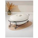 Мармит Daniks Классика Y4-2752, керамика, овальный, белый, 3.8 л, 16.8х27.8х48 см