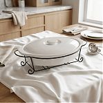 Мармит Daniks Классика Y4-2752, керамика, овальный, белый, 3.8 л, 16.8х27.8х48 см