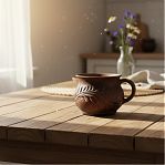 Кружка Наталья Р3820, глиняная, коричневая, диаметр 120 мм, 600 мл