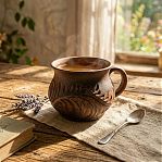 Кружка Наталья Р3820, глиняная, коричневая, диаметр 120 мм, 600 мл