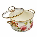 Кастрюля Daniks Pions, эмалированная сталь, крышка стекло, индукция, 2.7 л