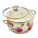Кастрюля Daniks Pions, эмалированная сталь, крышка стекло, индукция, 5 л